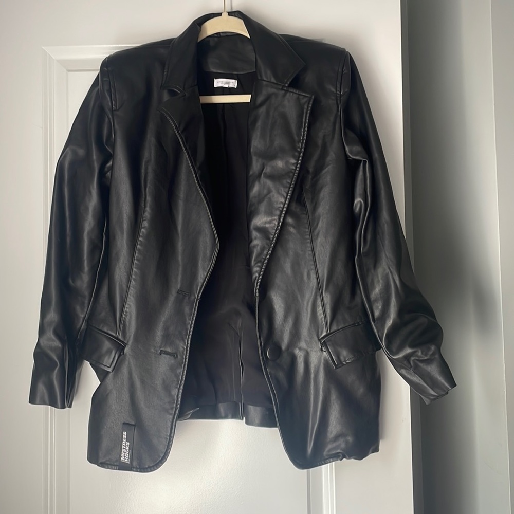 Mistress Rocks Faux Leather Blazer